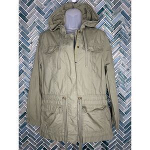 WOMENS J CREW OLIVE GREEN CINCH WAIST UTILITY CARGO JACKET LIGHTWEIGHT COTTON S